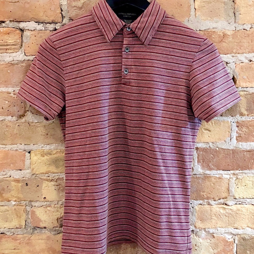 Men's Banana Republic Multi-Stripe Stretch Fit Polo Shirt Size Small - Picture 3 of 9